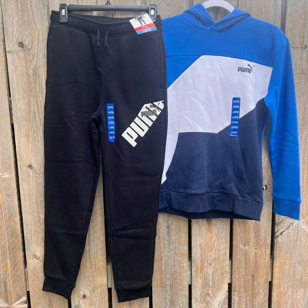 PUMA Kids Black Sweatpants & Hoodie Large